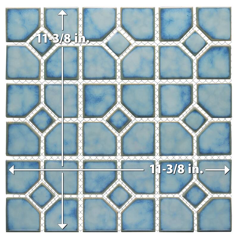 Merola Tile Hudson Oxford Marine 11-3/8" x 11-3/8" Porcelain Mosaic Floor and Wall Tile