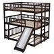 preview thumbnail 7 of 17, Full-Over-Full-Over-Full Triple Bed with Built-in Ladder and Slide , Triple Bunk Bed with Guardrails, Espresso