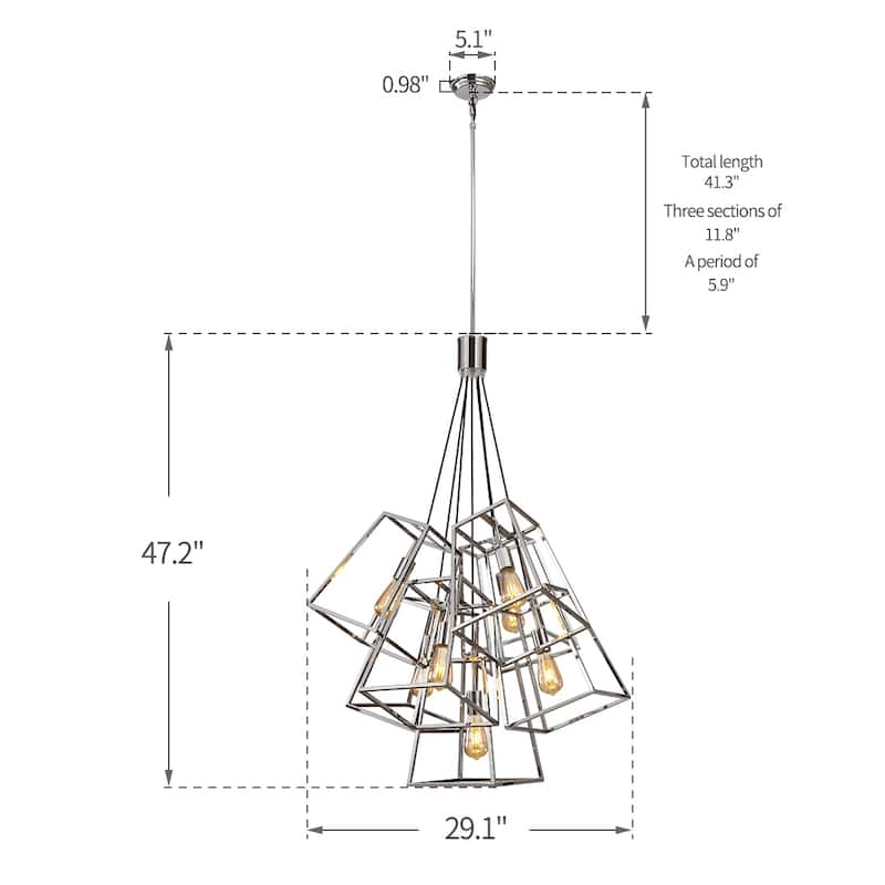 7-Light Multi Cage Industrial Pendant Lamp Stairway Chandelier