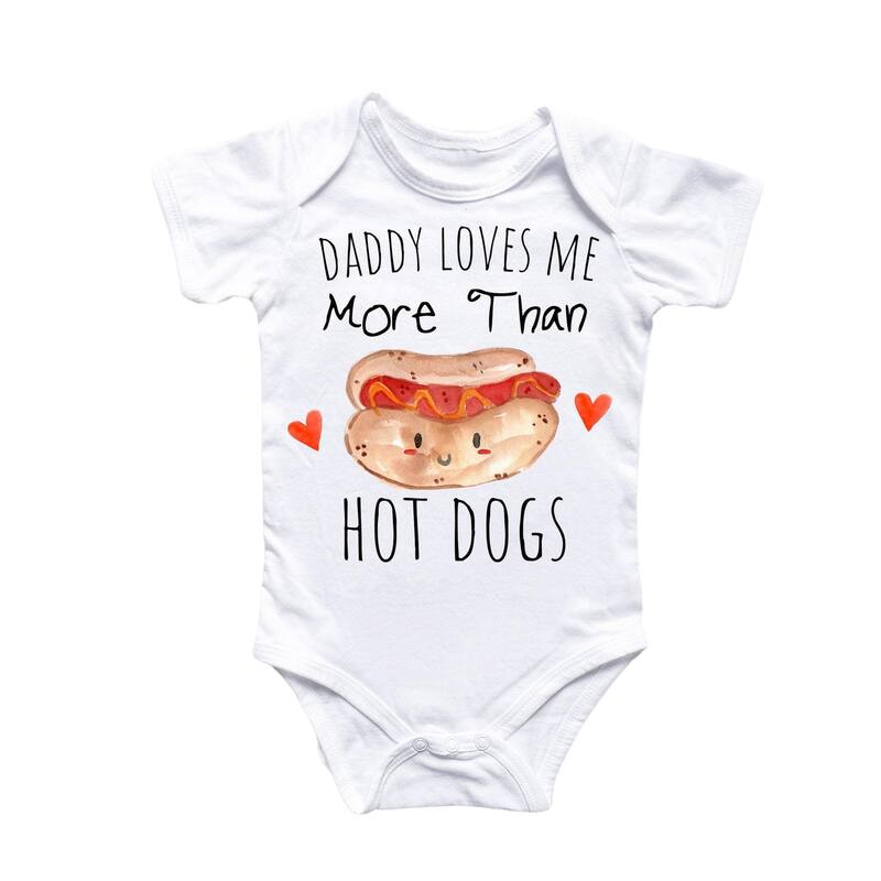 Hot Dog Love - Baby Boy Girl Clothes Infant Bodysuit Funny Cute Newborn - Blue - 0-3M