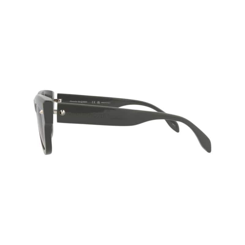 Alexander McQueen Square-Frame Recycled Acetate Sunglasses, Warm Brown Lens, Shiny Solid Grey w/Silver Studs Frame