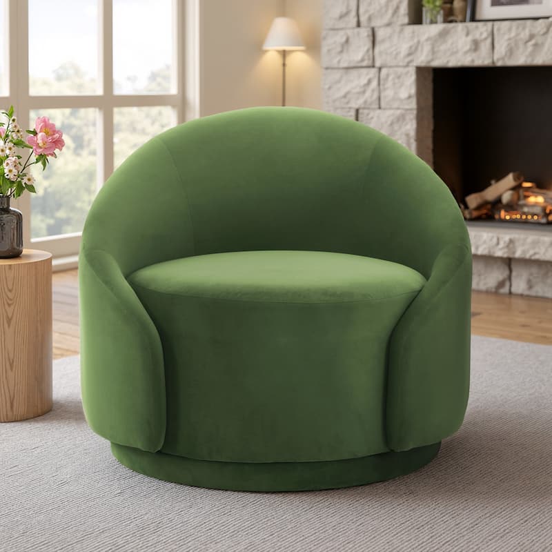 Modern Upholstered Swivel Barrel Chair Accent Lounge Chair