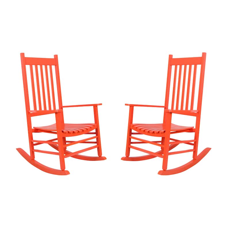 Heritage Solid Wood Outdoor Patio Rocking Chair Rocker (Set of 2) - Orange