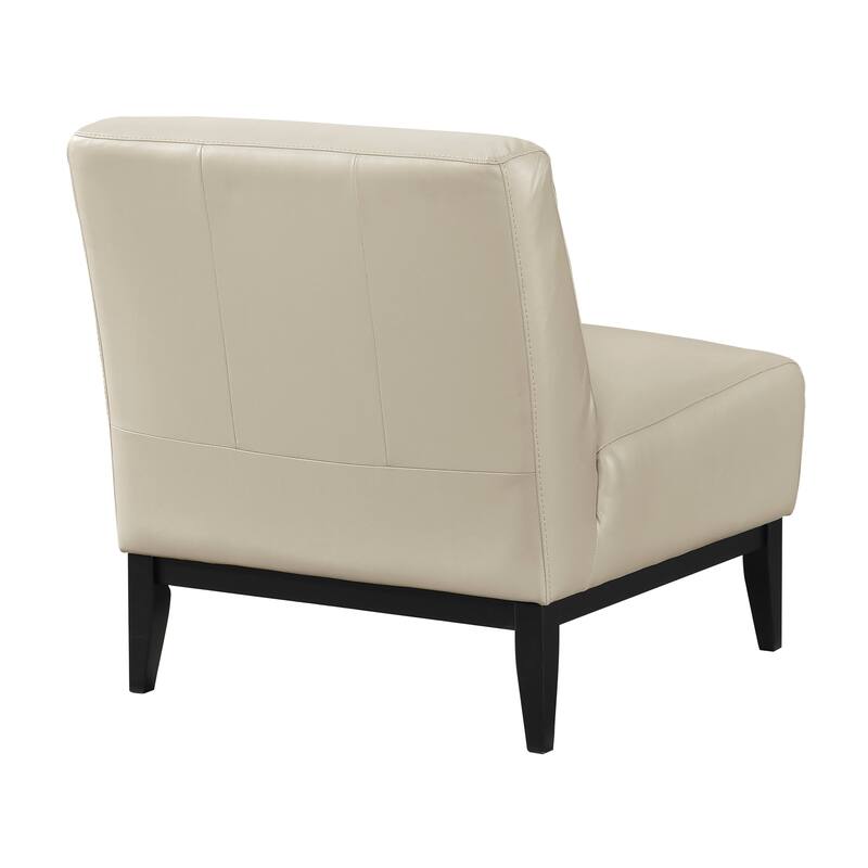 Hayes 28.5" Leather Accent Chair - Black Finish Solid Wood Legs