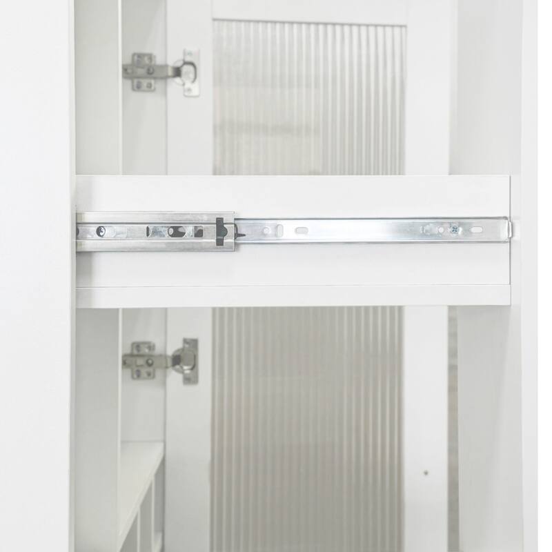 Farmhouse Storage Cabinet Pantry Organizers with Glass Door and Multi-tier Shelf