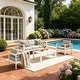 preview thumbnail 37 of 47, Royalcraft 4-Piece All-Aluminum Patio Set with 5" Cushions & 3.2" Widened Armrest, Seats 5, 250 lbs - 4-Piece Sets White