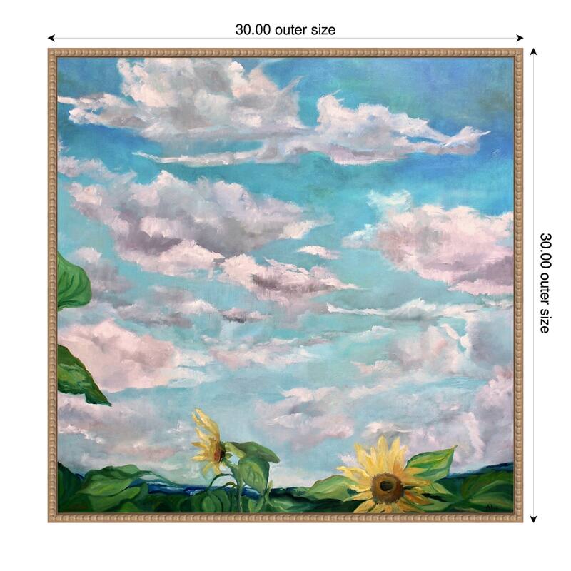 Sunflowers in Ukraine by Alexandra Higgins Framed Canvas Wall Art Print - 30 x 30 in