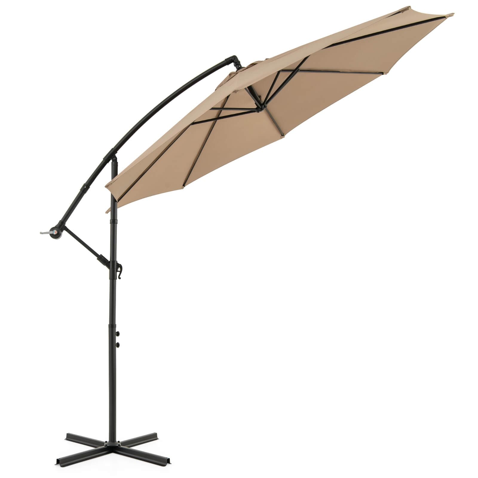 Costway 10 FT Patio Offset Umbrella w/8 Ribs Cross Base Tilt