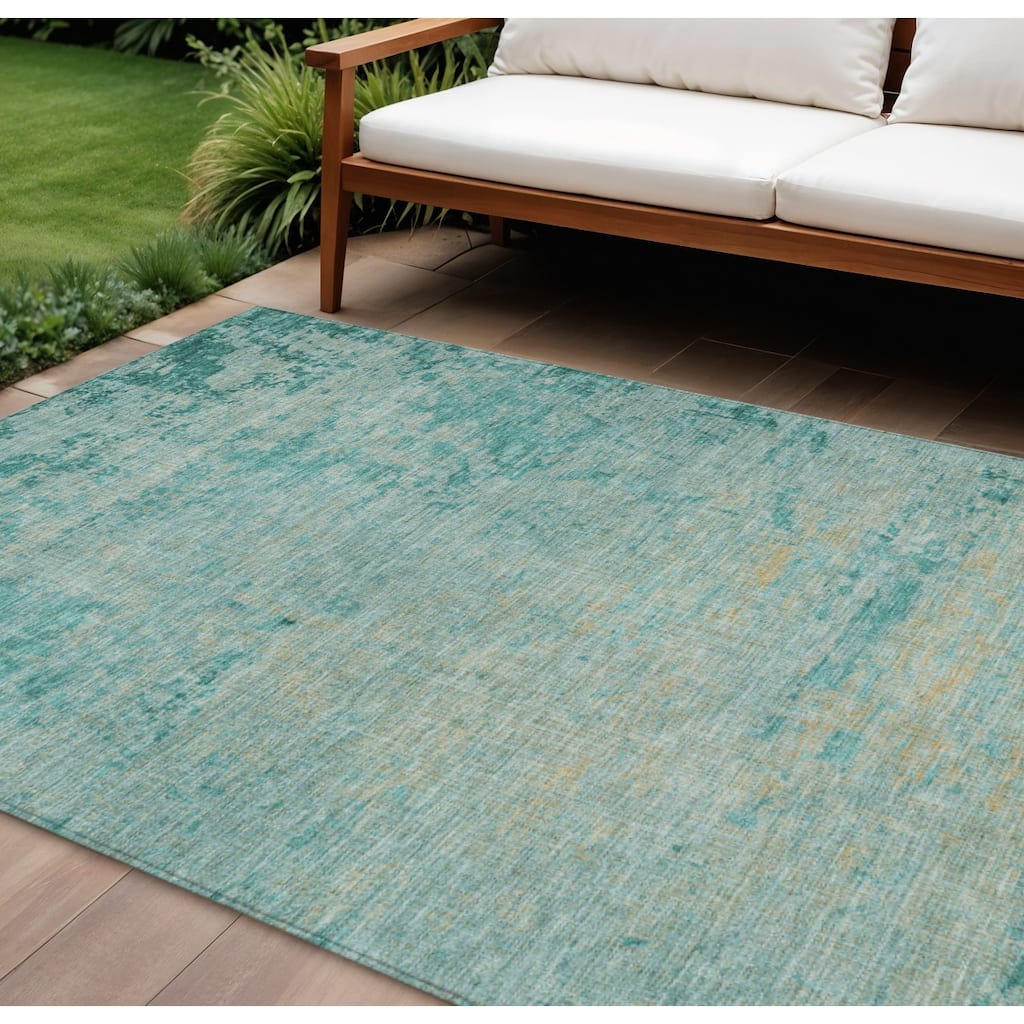 HomeRoots Abstract Transitional Rectangle Outdoor Rug