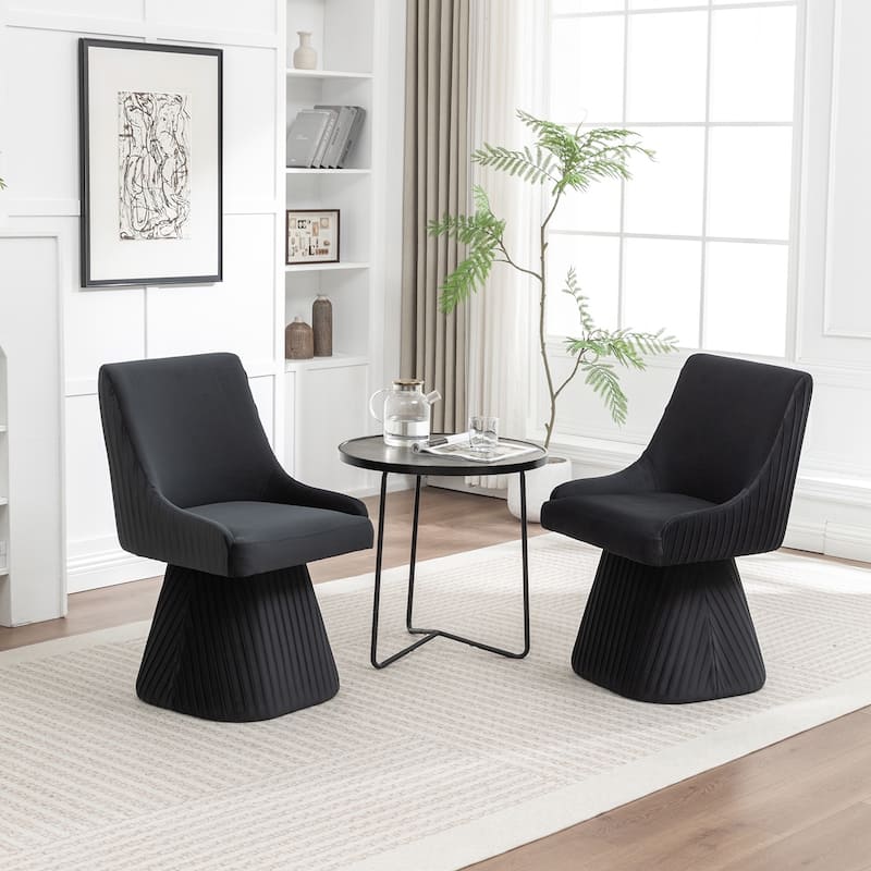 SEYNAR Modern Velvet 360 Degree Swivel Armless Dining chair Set of 2