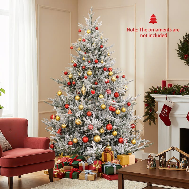 Gymax Pre-Lit Artificial Christmas Tree w/ 1074 Branch Tips 450 White - See Details