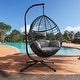 preview thumbnail 1 of 5, Modern Swing Egg Chair with Stand and Cushion - Sturdy Steel Grey