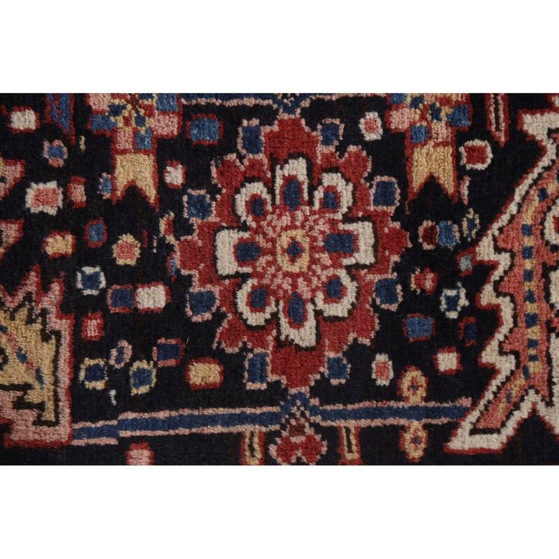 Vintage Vegetable Dye Persian Heriz Area Rug Hand-knotted Wool Carpet - 9'9" x 13'1"