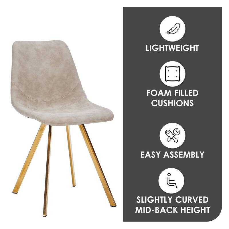 Markley Leather Dining Chair Set of 2 With Gold Metal Legs Modern Accent Side Chair