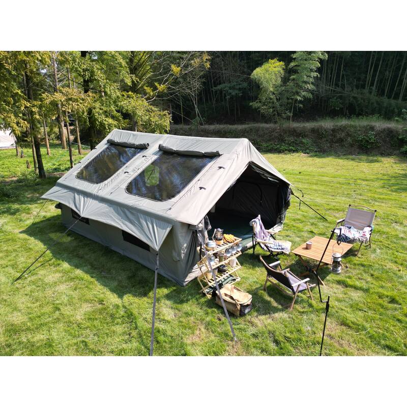 9.8 x13ft Inflatable Camping Tents with Hand Pump, Air Glamping Tents, Easy Setup Waterproof and Windproof Blow up Tent