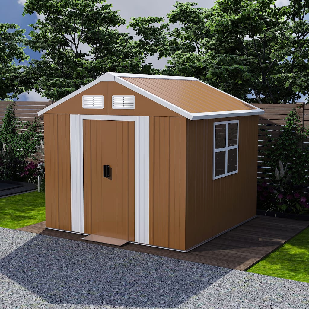 6x4 FT Heavy-Duty Metal Shed w/Windows，Weatherproof Garden Storage - 6X4 FT