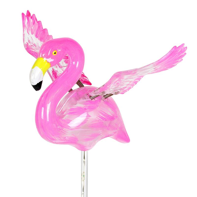 Exhart 2 Piece Solar Pink Flamingo WindyWing Stakes with Pink LED lights, 4.5 by 27.5 Inches