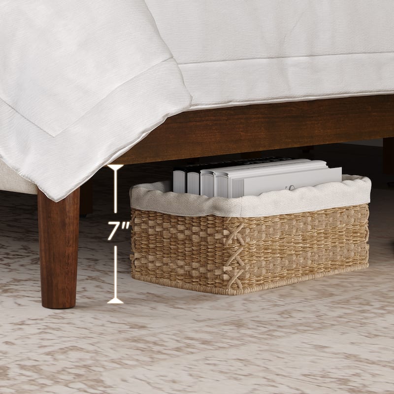 The Deep Walnut Platform Bed With A Modern Style And Headboard Is Versatile For Bedrooms
