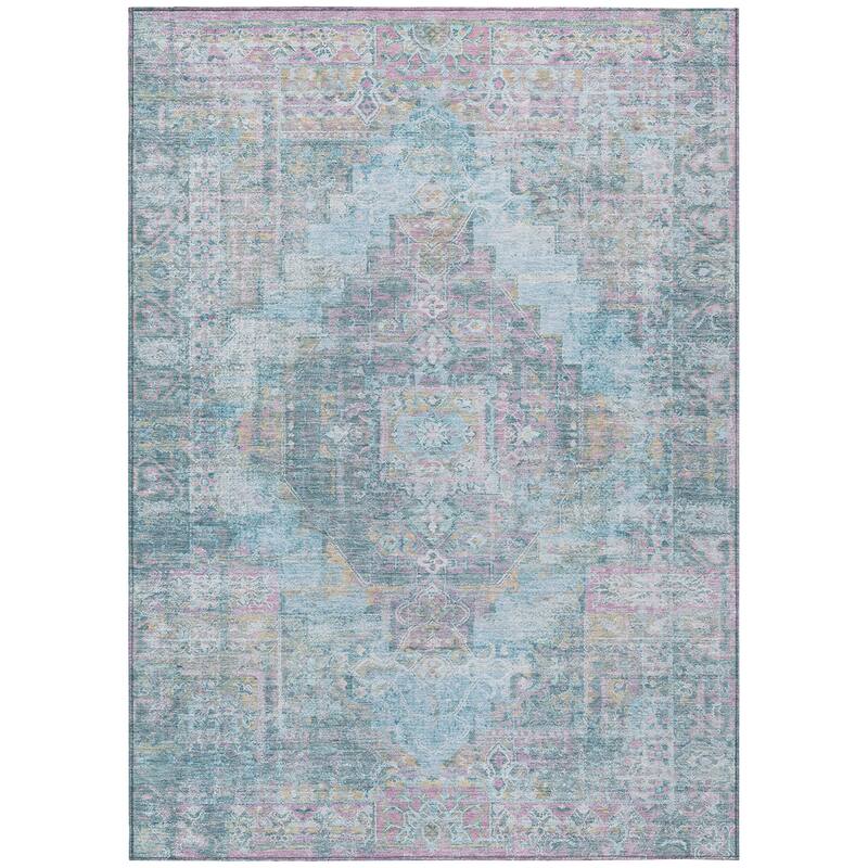 Machine Washable Indoor/Outdoor Traditional Global Chantille Rug