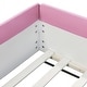 preview thumbnail 48 of 48, Upholstered Floor Bed Fence Bed Slat Platform Bed with Fence and Second Level Ladder, Anti-collision Frame for Kids Toddler