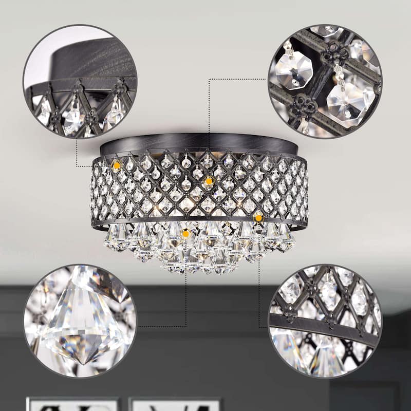 Silver Orchid Taylor 4-light Antique Black Flush Mount Chandelier