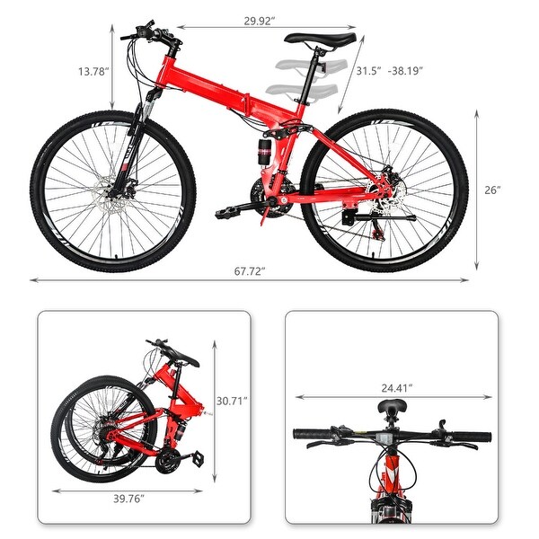 26-Inch Shimano Mountain Bike, High Carbon Steel Frame, 21