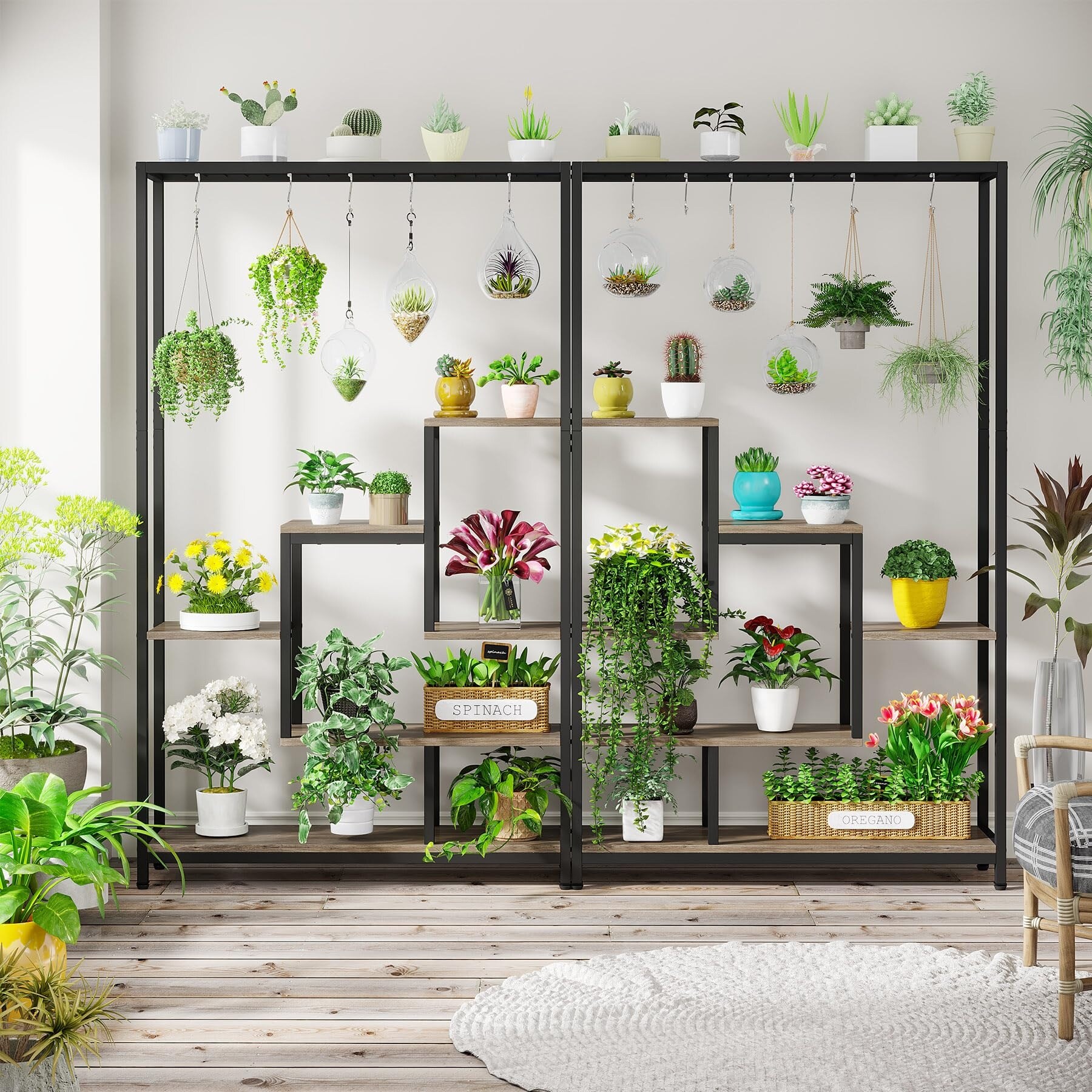 5-Tier Tall Indoor Plant Stand, Large Plant Shelf with 10PC S