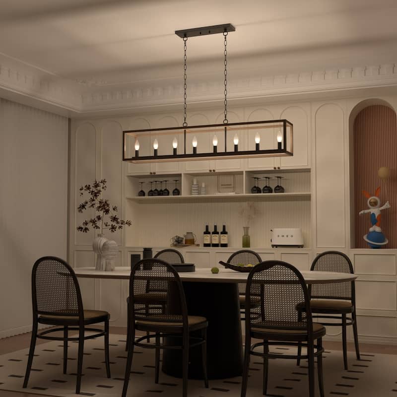 Modern Farmhouse 8-light 48In Rectangle Linear Kitchen Island Lights