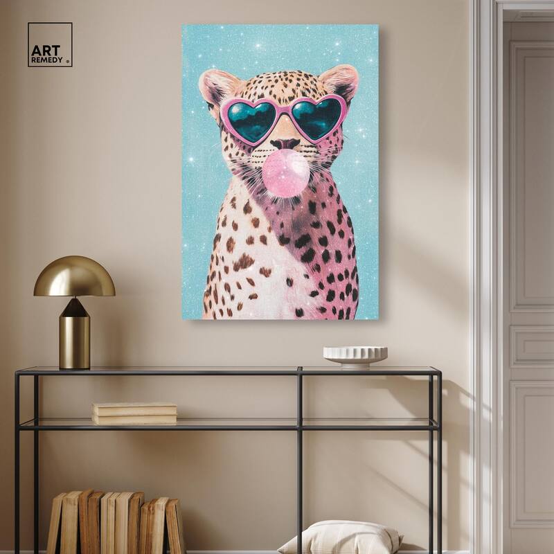 Pastel Cheetah Bubblegum Canvas by Art Remedy, Gallery Wrapped