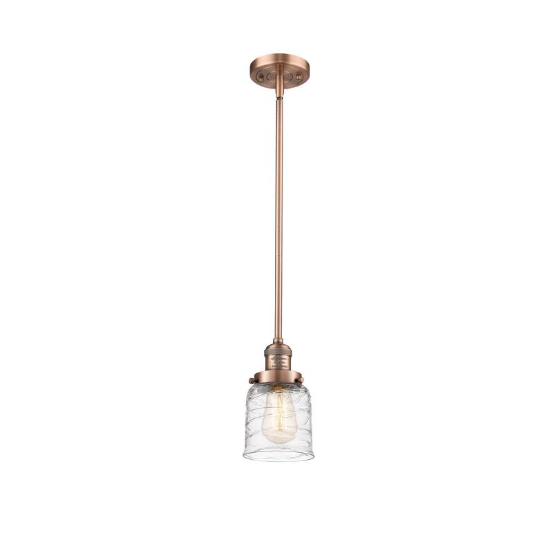 Innovations Lighting Franklin Restoration Bell - 1 Light 5" Stem Hung Mini Pendant - Deco Swirl/Antique Copper