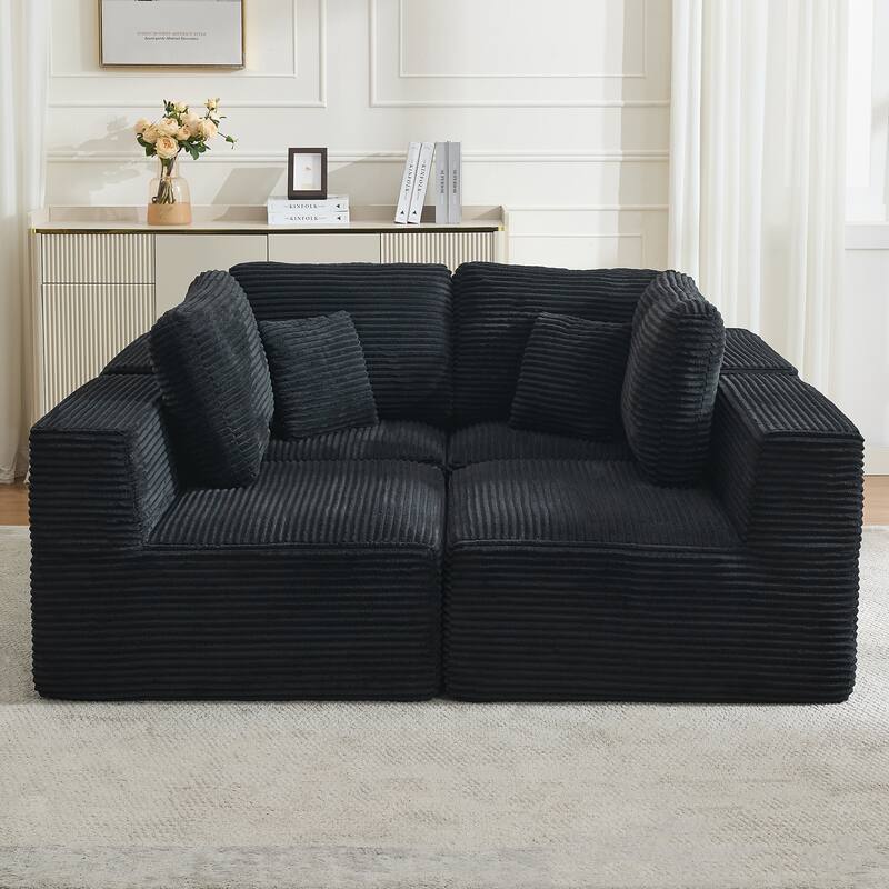 Modular Sectional Sofa Corduroy Customizable Living Room Sofa
