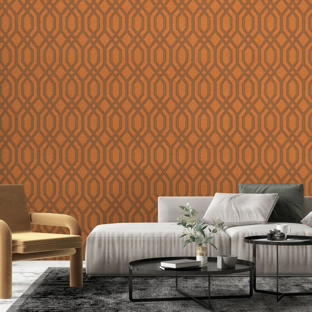 Modern Flocked Geometric Embossed Wallpaper