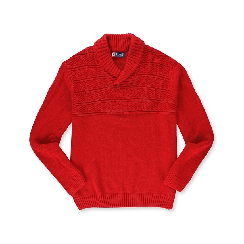 mens red shawl collar sweater