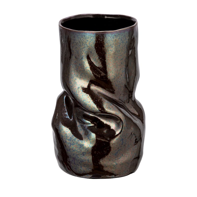 Stoneware Vase with Iridescent Finish