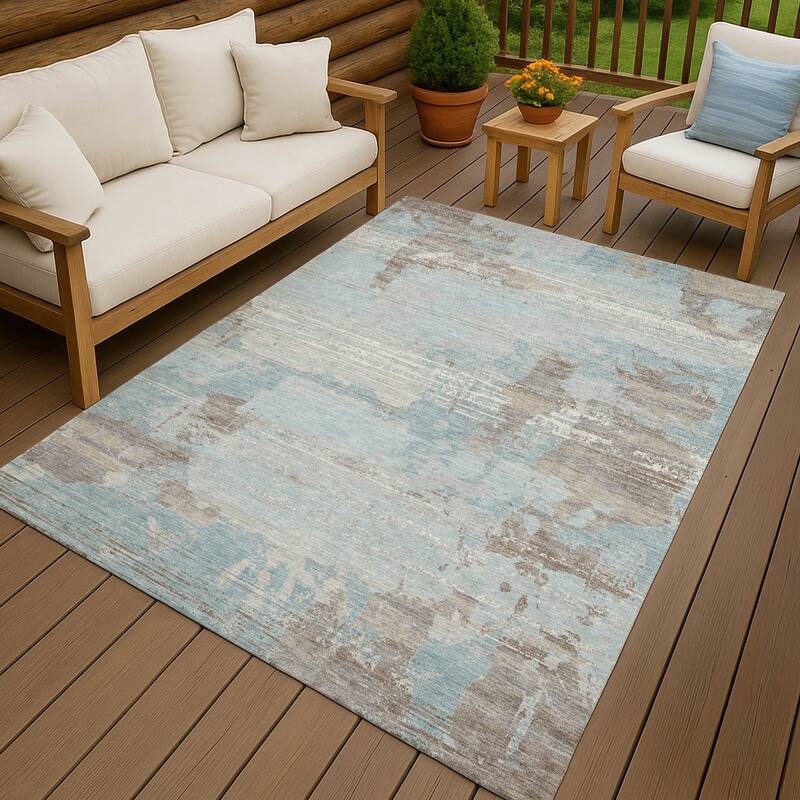 Machine Washable Indoor/ Outdoor Chic Veta Chantille Rug - Sky - 10' x 14'