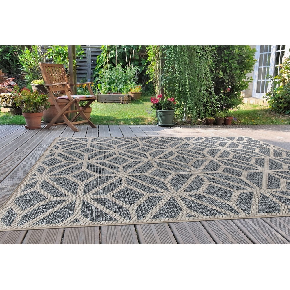 World Rug Gallery Modern Contemporary Geometric Indoor/Outdoor Area Rug