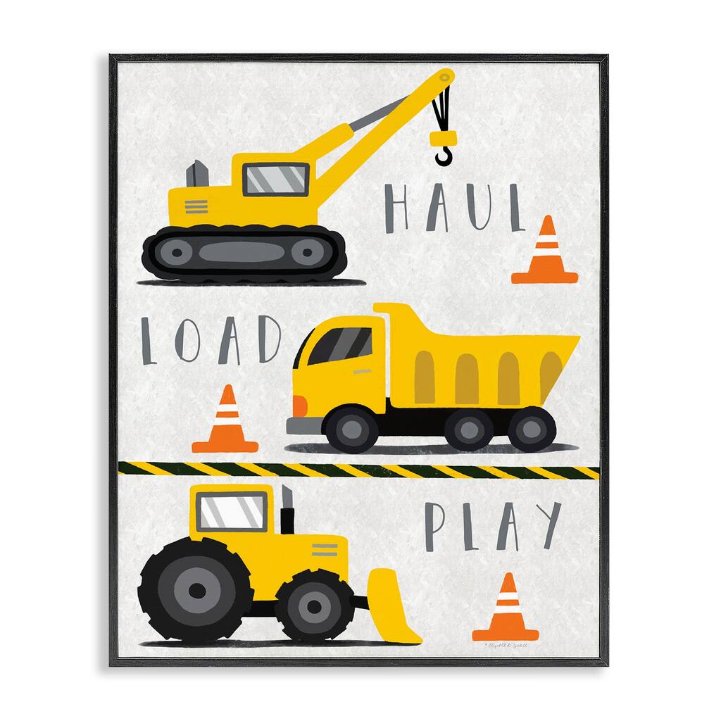 Stupell Haul Load Play Trucks Framed Giclee Art Design By Elizabeth Tyndall