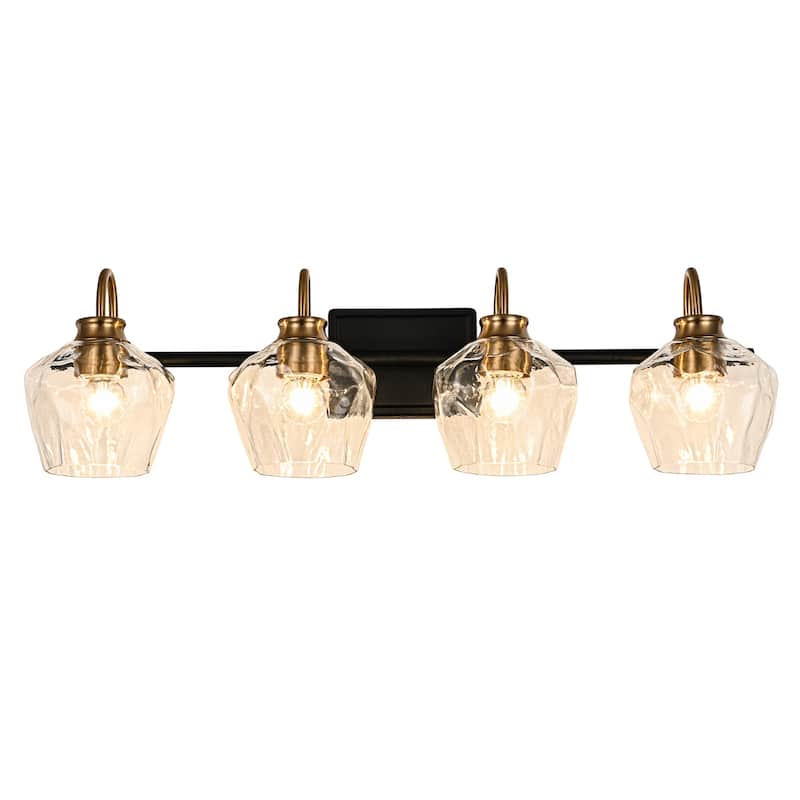 Modern 3/4-lights Bathroom Dimmable Vanity Lights Wall Sconces with Glass Shade