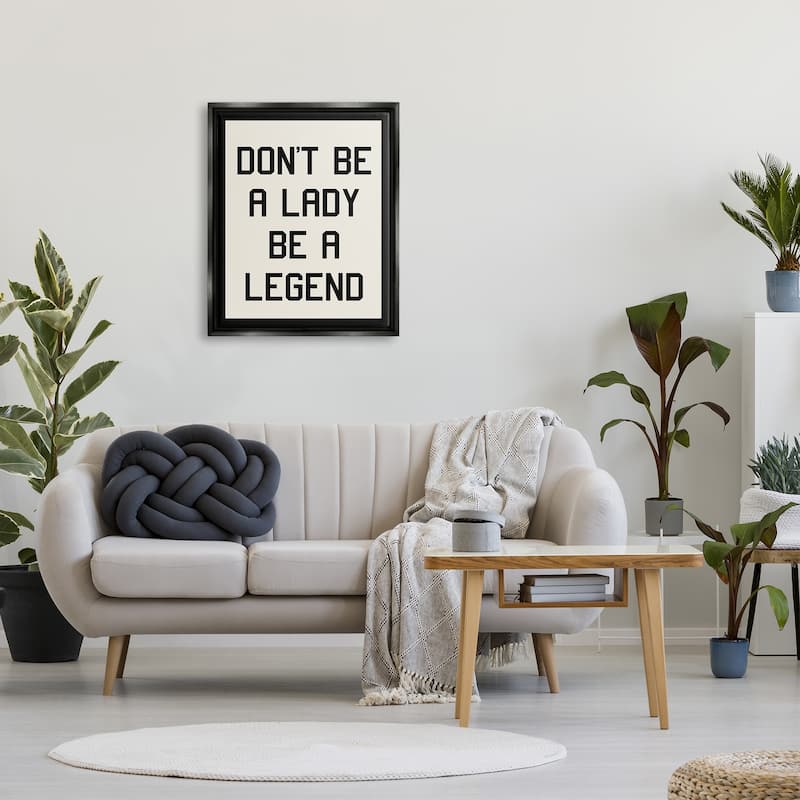 Stupell Lady Legend Phrase Framed Floater Canvas Wall Art Design by Daphne Polselli