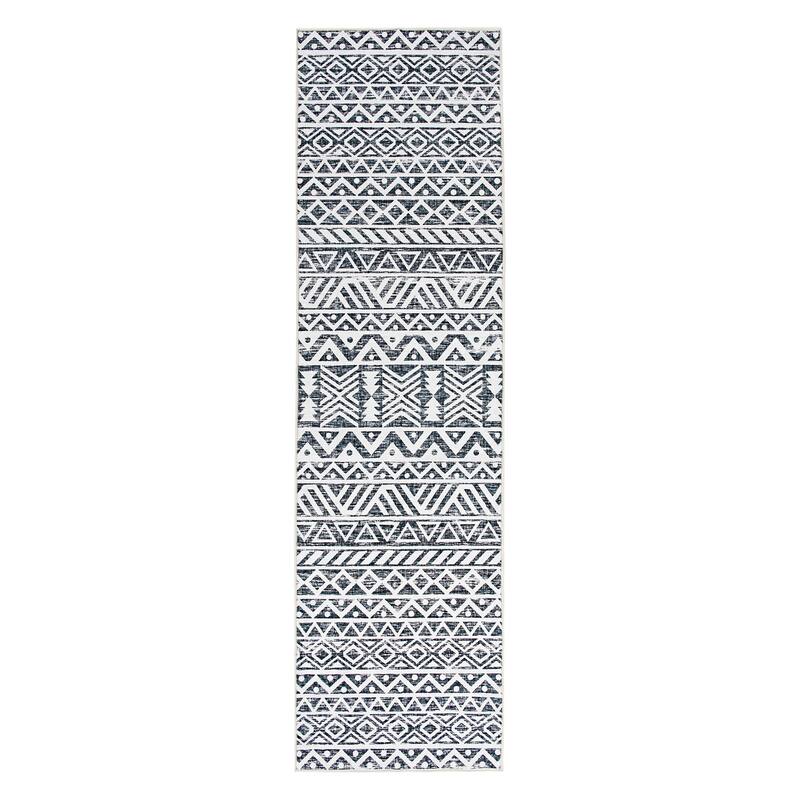 World Rug Gallery Contemporary Distressed Geometric Machine Washable Area Rug
