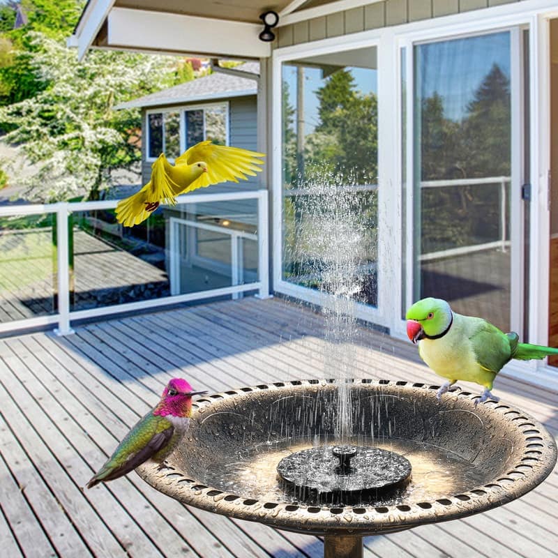 Resin Bird Bath with Small Solar Fountain