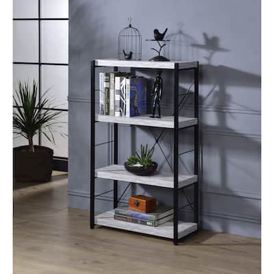 Jurgen Antique White & Black Finish Bookshelf