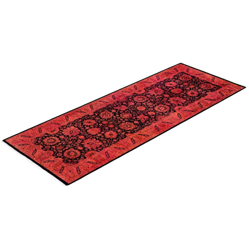 Contemporary Overdyed Wool Hand Knotted Runner - 3' 1" x 8' 3"