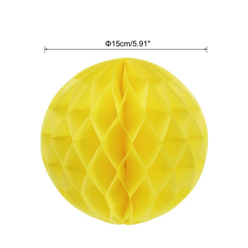 6Pcs Paper Pom-Poms Balls Paper Tissue Flower Ball for Party Decor - Yellow - 6 Inch
