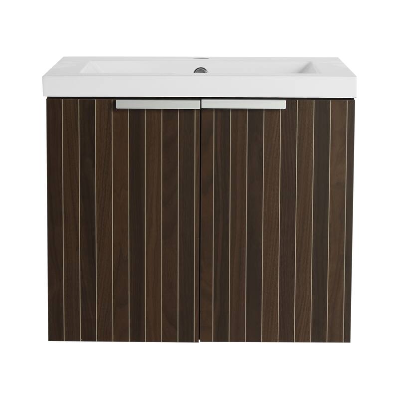 48in Bathroom Vanity with Resin Sink, Soft Close Hinges, 3 Doors, Eco-Friendly Design, Wall-Mounted Floating Cabinet