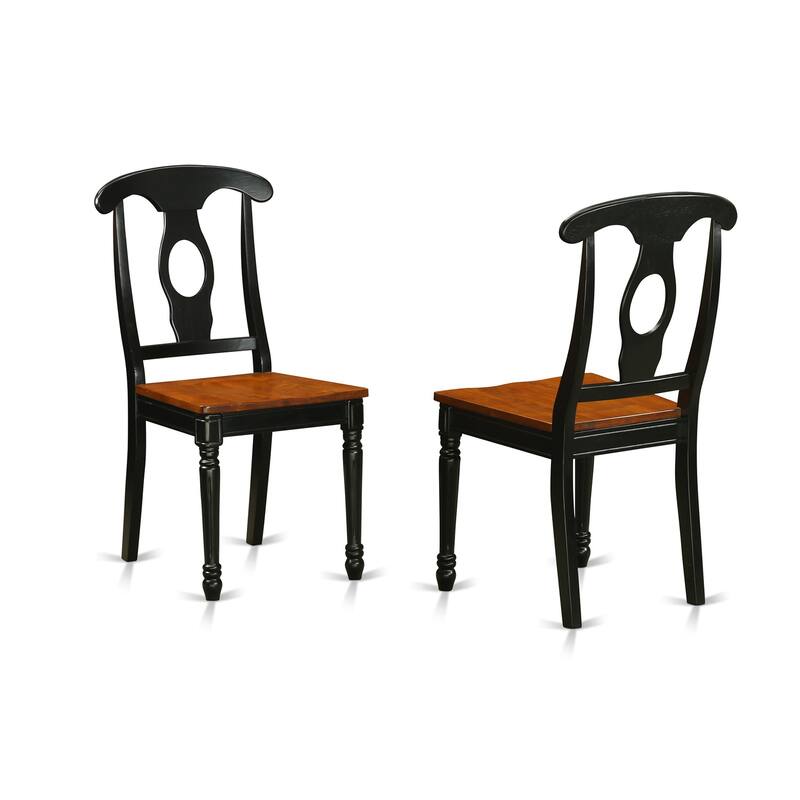 HomeStock 7-Piece Black and Cherry Finish Solid Wood Top Dining Table with 6 Chairs with Lattice Back