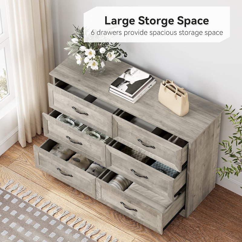 5/6 Drawer Dresser, Modern Wood Storage Chest Organizer for Clothes, Bedroom