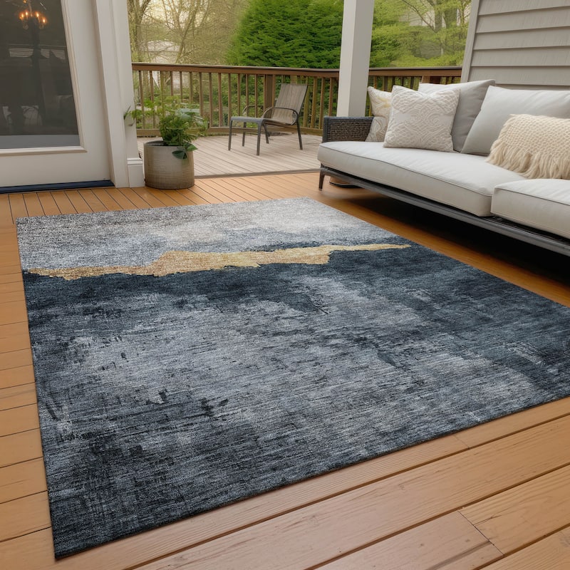 Machine Washable Indoor/ Outdoor Modern Contemporary Chantille Rug