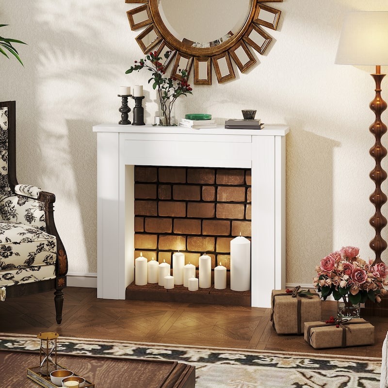 HOMCOM Modern Fireplace Mantel, Freestanding Fireplace Surround with Leg for Electric Fireplaces, 44.7" W x 40" H, White