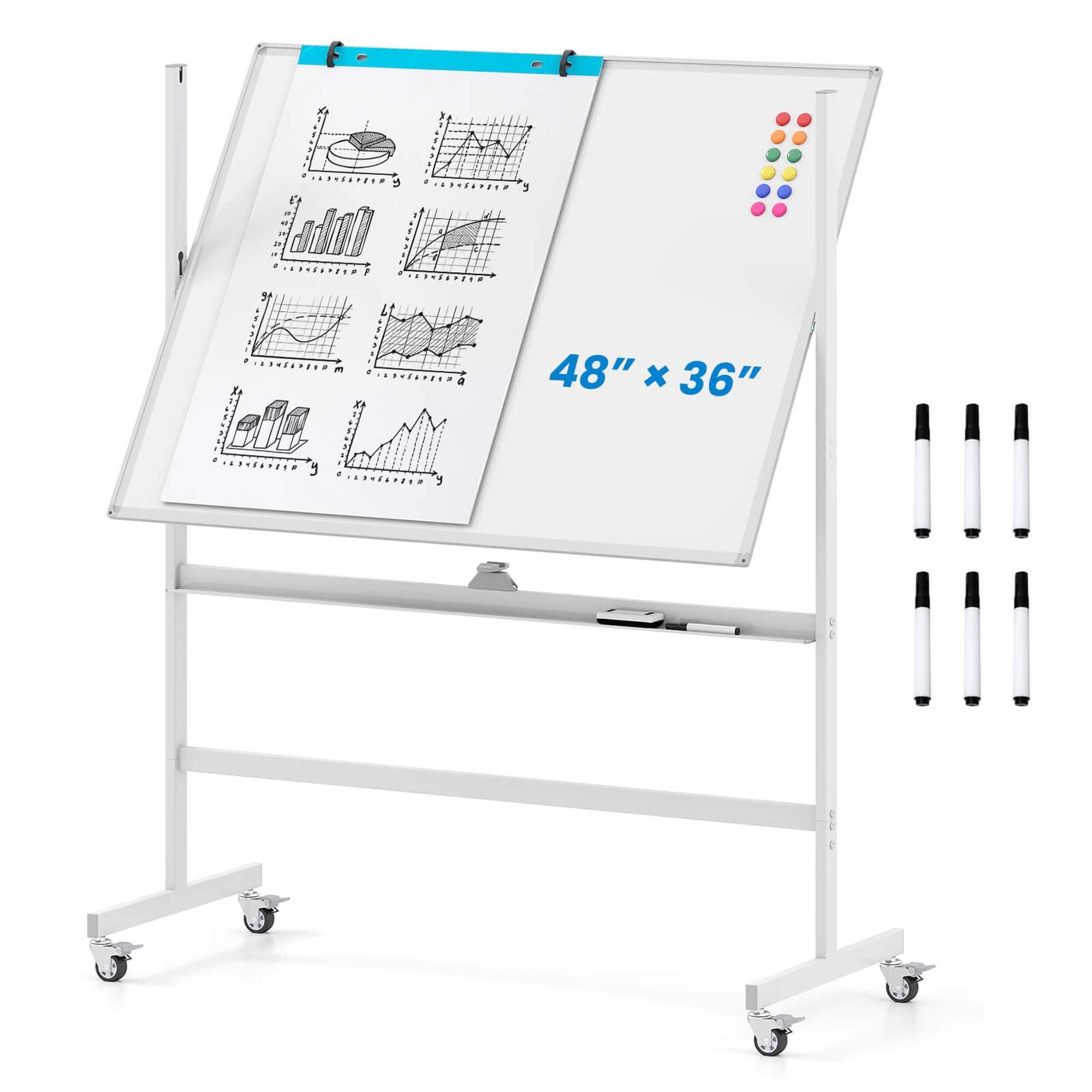 Height-Adjustable Double Sided Whiteboard Rolling Whiteboard